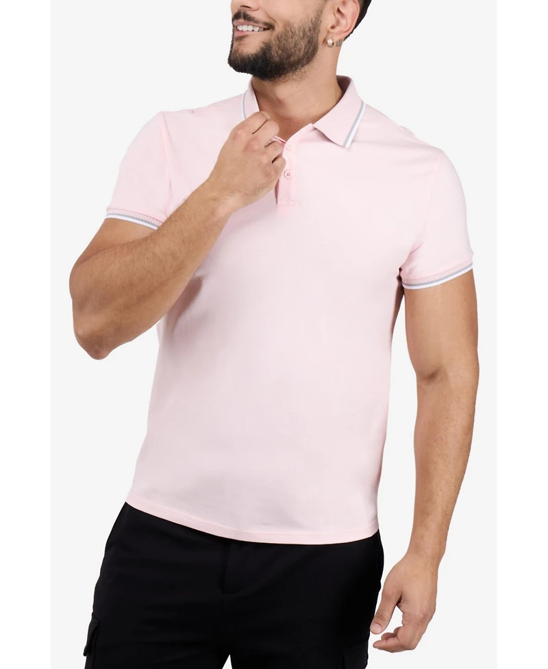 X-Ray Men's Short Sleeve Texture Rib Polo Shirt