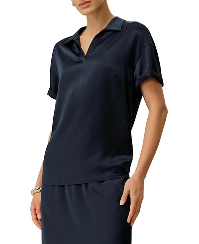Lilysilk Women's Washable Silk Charmeuse Polo Top