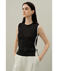 Lilysilk Women's Toscana Pointelle Embroidered Vest