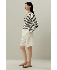 Lilysilk Women's Toscana Striped Pointelle Cardigan