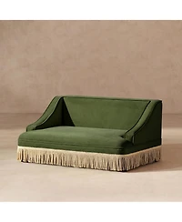 Zeus and Ruta Princess Style Pet Bed Sofa Medium With Fringe Skirt Performance Velvet