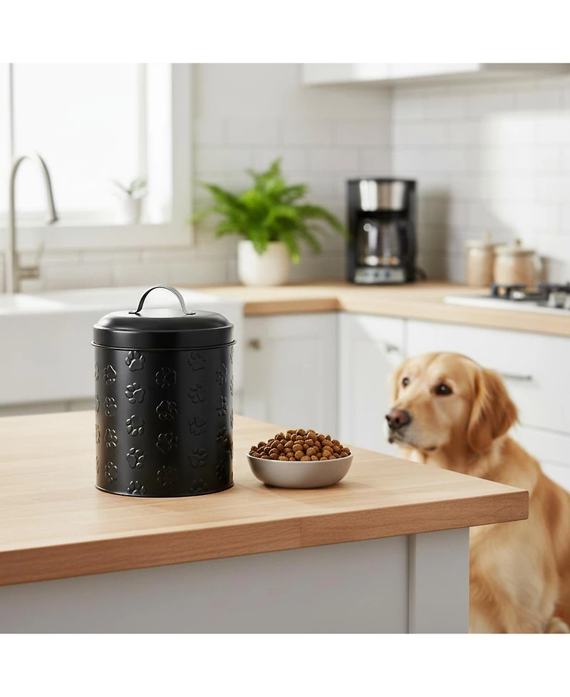 Aronkl Puppy Paws Metal Food Canister 104oz Pet Food Storage Tight Lid Durable Large Capacity Countertop Safe Handwash