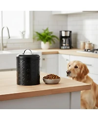Aronkl Puppy Paws Metal Food Canister 104oz Pet Food Storage Tight Lid Durable Large Capacity Countertop Safe Handwash
