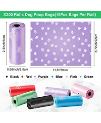 Aronkl 3000 Counts 200 Rolls Dog Poop Bags Plastic Waste Bags Disposable Paw Print