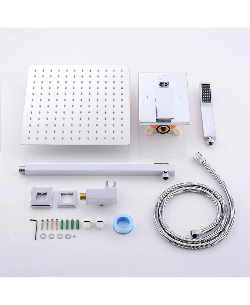 Busdays Bathroom Luxury Rain Mixer Combo Set Wall Mounted Rainfall Shower Head System Polished Chrome, Contain Faucet Rough-in Valve Body and Trim