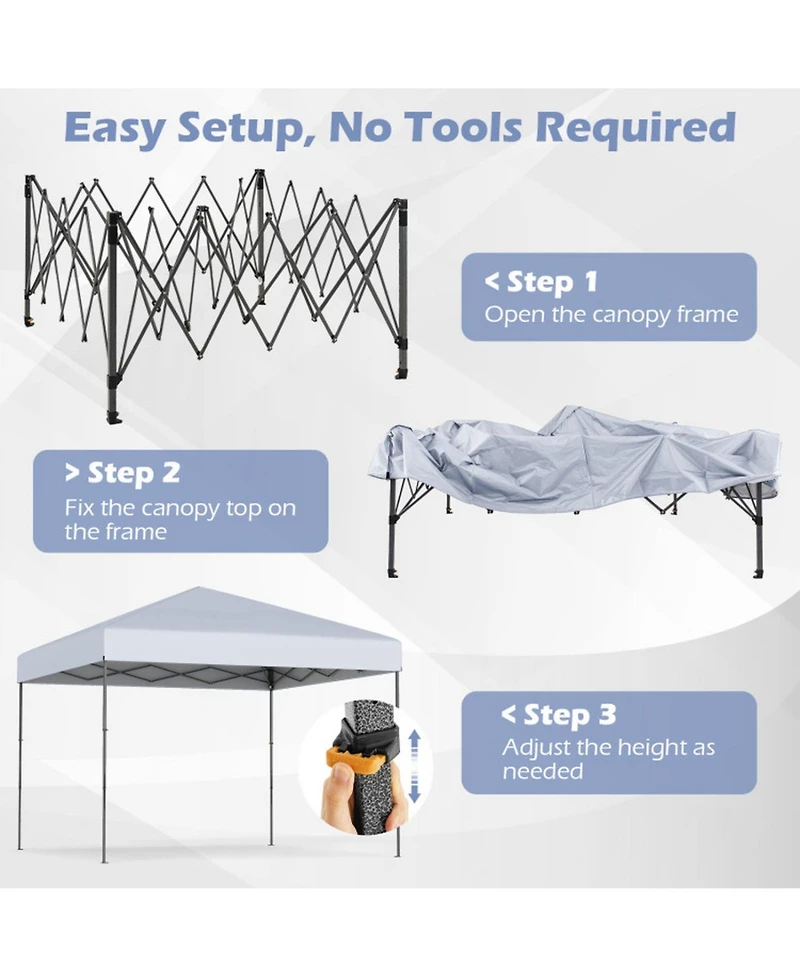 Gouun 10 x 10 ft Pop Up Canopy Tent with Carrying Bag Eight Stakes and Wind Ropes