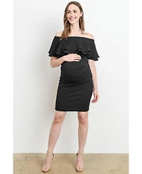 Hello Miz Maternity Off-the-Shoulder Bodycon Ruched Mini Dress