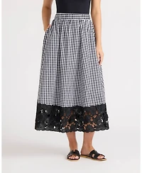 Ellen Tracy Women's Pull-On Maxi Skirt with 3D Lace Hem