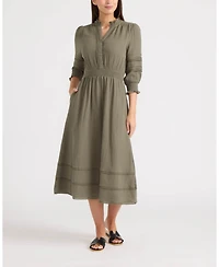 Ellen Tracy Women's Button Front Double Gauze Dress