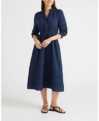 Ellen Tracy Women's Button Front Double Gauze Dress
