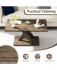 Slickblue Rectangular Coffee Table Stable Wood Frame