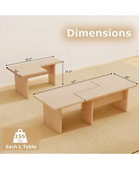 Slickblue L-Shaped Modular Coffee Table Set of 2, Center Tables for Small Space