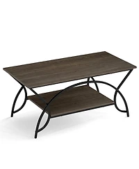 Slickblue 2 Tier Coffee Table with Storage Shelf Oak Finish