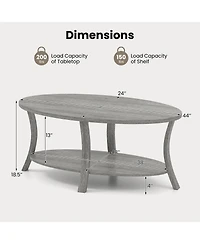 Slickblue Oval Coffee Table 2 Tier Storage Shelf