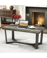 Slickblue Coffee Table with Rubber Wood Cross Shaped Base