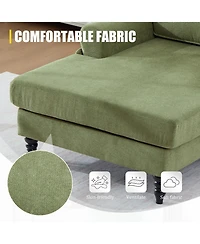 Rainsken Extra Large Leisure Chaise Lounge Recliner, Soft Chenille Single Sofa Chair with Wood Legs and Side Pockets for Living Room and Bedroom