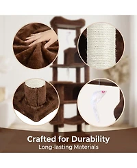 Aostirmotor 68" Cat Tree with Hammocks, Hanging Basket, Cat Cave and Scratching Posts, Plush Cat Tower for Indoor Cats