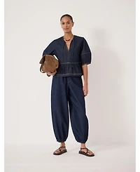 Hush Women's Betty Barrel Sleeve Denim Top