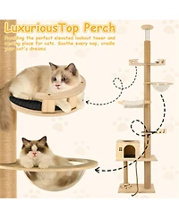 Zeus and Ruta Floor To Ceiling Cat Tree 6 Level Adjustable Height Climbing Tower Thickened Scratching Posts Transparent Capsule Cozy Hammock