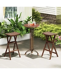Gymax Bar Stools Set of 30'' Folding Bar Height Stools w/ Saddle Seat and Footrest