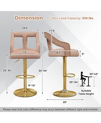Gymax 4 Pcs Adjustable Swivel Bar Stool w/ Footrest 2-Layer Electroplated Metal Base