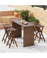 Gymax Bar Stools Set of 4 30'' Folding Bar Height Stools w/ Saddle Seat and Footrest