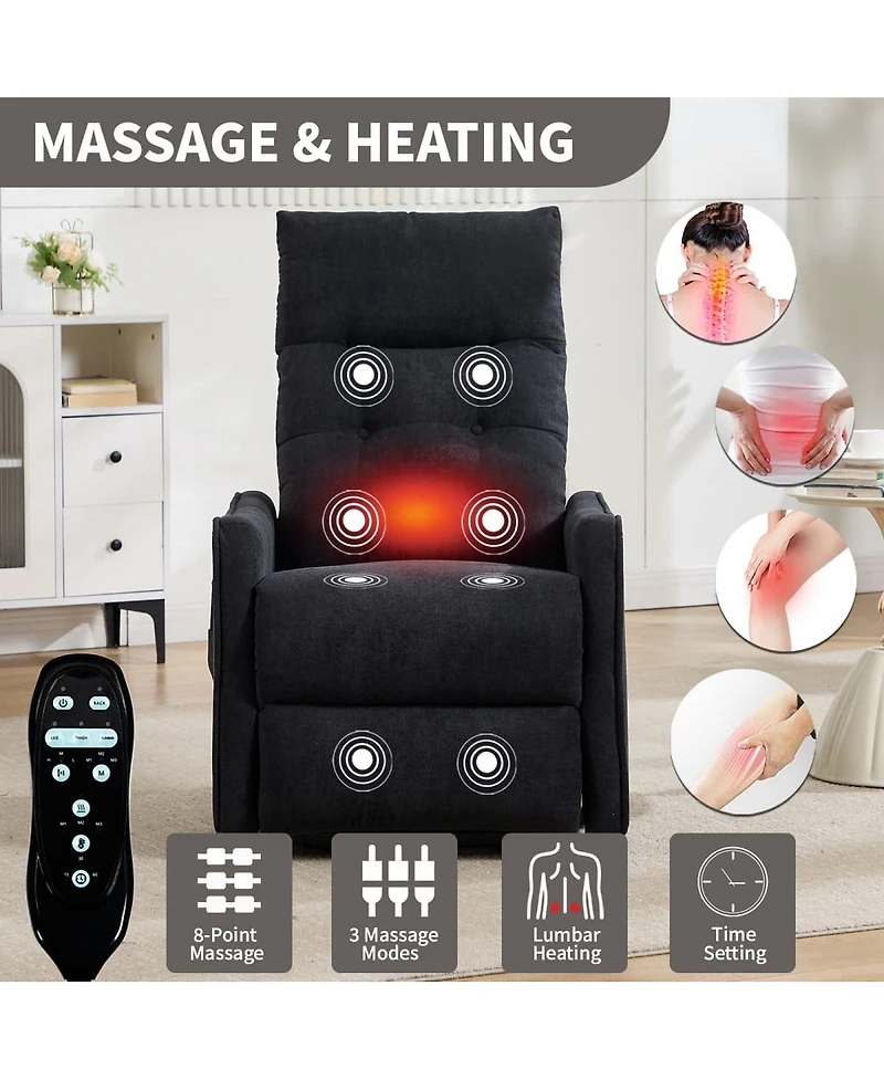 Maison Boucle Chenille Power Lift Recliner Chair for Elderly with Massage, Heat & Usb, Single Motor Electric Seniors