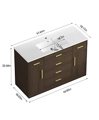 Sillysis Bathroom Vanity with Resin Top, 6 Drawers and 2 Soft Close Doors, Transitional Storage for Modern Bathroom