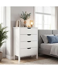 Gymax 4-Drawer Dresser Nightstand w/Handles Anti-Tipping KitsandDeep Drawers for Bedroom