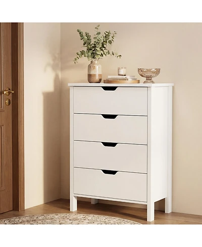 Gymax 4-Drawer Dresser Nightstand w/Handles Anti-Tipping KitsandDeep Drawers for Bedroom