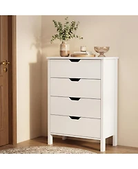 Gymax 4-Drawer Dresser Nightstand w/Handles Anti-Tipping KitsandDeep Drawers for Bedroom