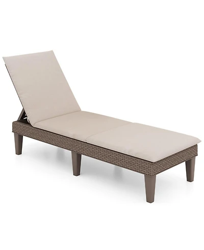 Gouun Patio Reclining Lounger with Removable Cushion and 3-Position Backrest
