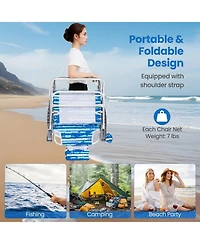 Gouun Folding Beach Lounge Chair Set of 2 with Padded Headrest, 5-Position