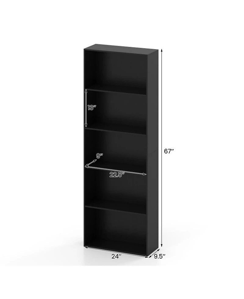Gouun 5-Tier Freestanding Storage Bookcase with Anti-Tipping Kits