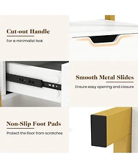 Gouun 4-Tier Ladder Shelf with 2 Drawers and Metal Frame