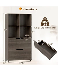 Gouun 4-Cube Bookcase with 2 Drawers and 51-Inch Tall Frame