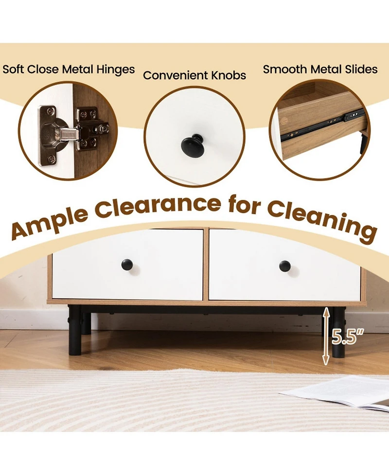 Gouun Mid-Century Modern Buffet Sideboard with 4 Drawers