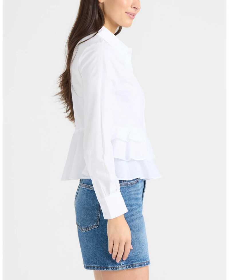 Ellen Tracy Women's Shirt with Ruffle Detail