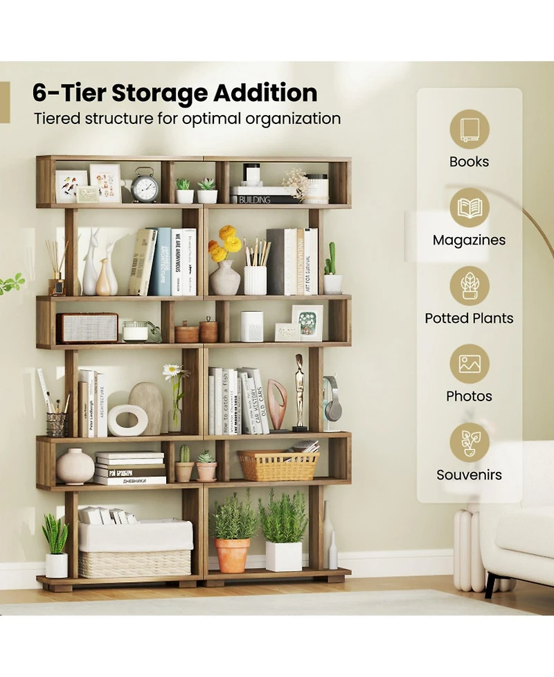 Gouun 6-Tier Slim Bookcase with Anti-Tipping Kit