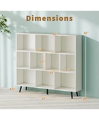 Gouun 10-Cube Bookcase with 5 Tapered Metal Legs and Anti-Tipping Kits