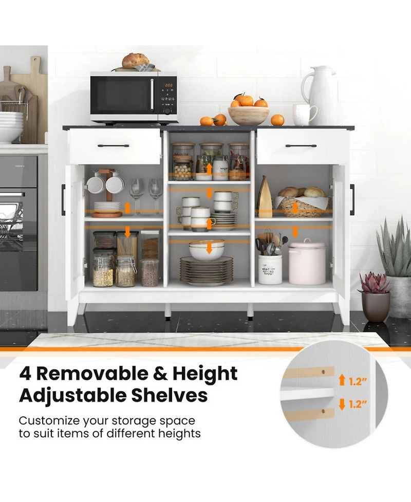 Gouun 52-Inch Sideboard Buffet Cabinet with Drawers and Adjustable Shelves