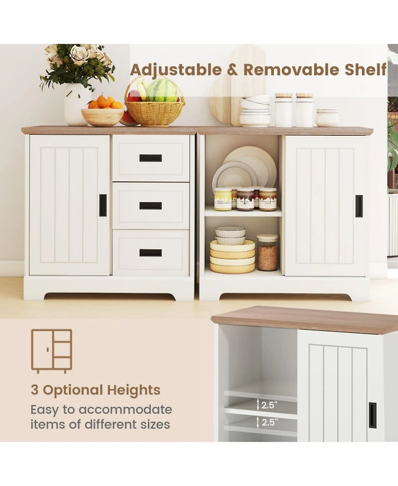 Gouun Farmhouse Sideboard Buffet Cabinet with Sliding Doors