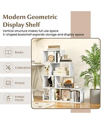 Gouun 5-Tier S-Shaped Geometric Bookshelf with Open Cubes