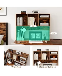 Gouun Desktop Bookcase with 4 Cubbies and Open Back Compartment
