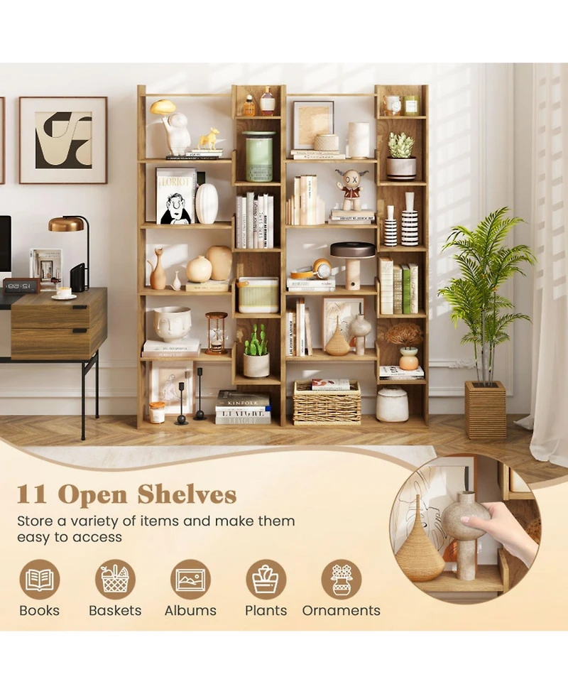 Gouun 6-Tier Wooden Bookcase with Open Display Shelves