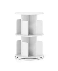 Gouun 2-Tier Rotating Bookshelf with Dividers and Swivel Base