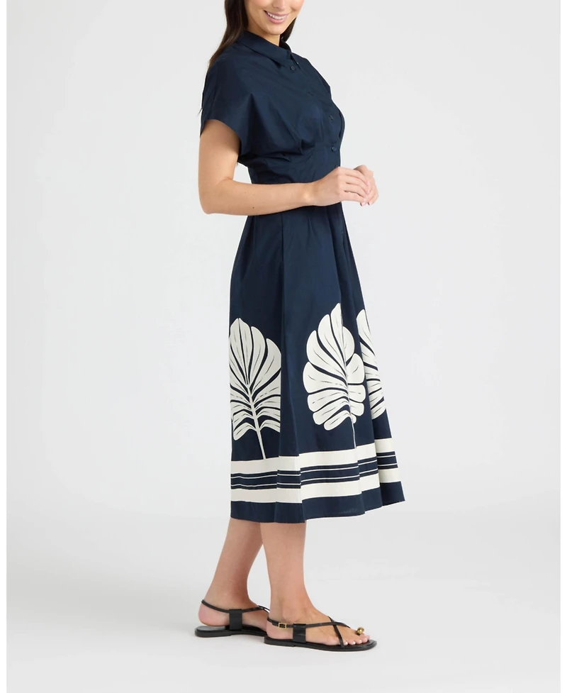 Ellen Tracy Women's Button Front Pleated Shirt Dress