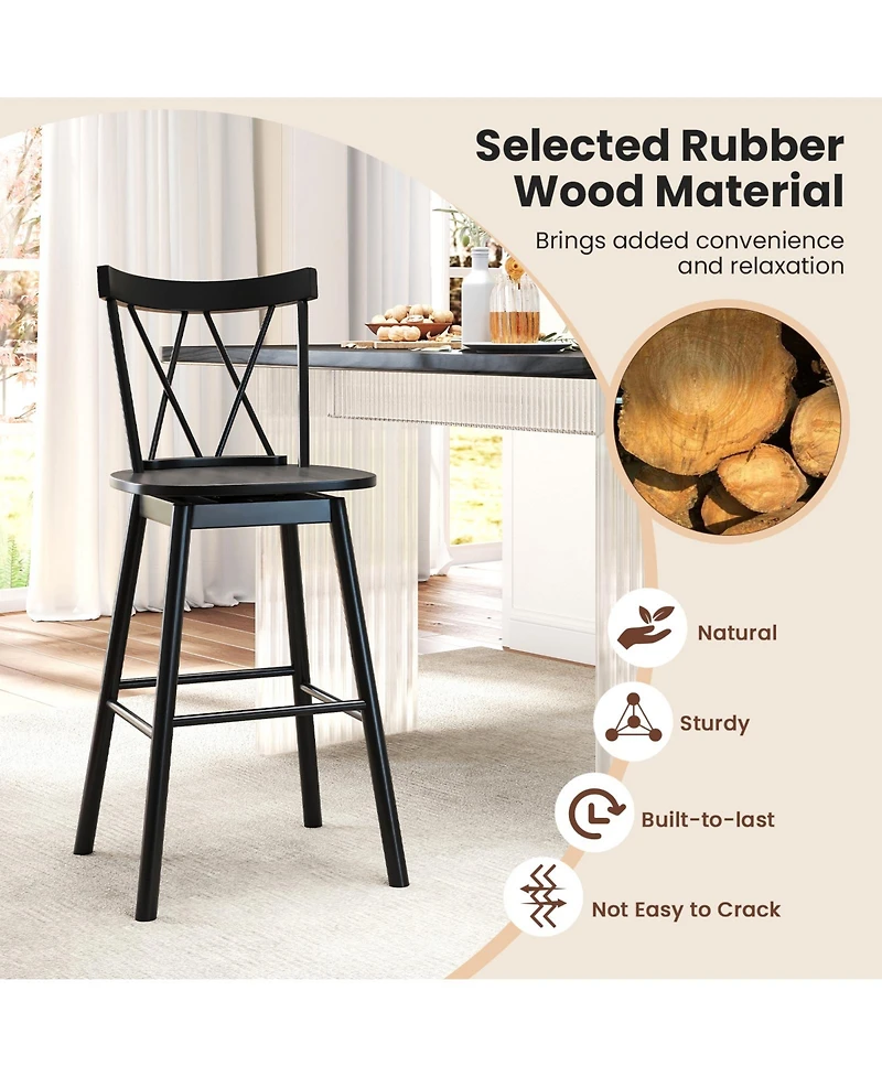 Sugift Windsor Bar Stools Set of Two with Ergonomic Backrest