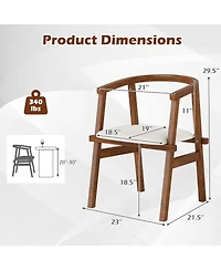 Sugift Solid Wood Dining Chairs Set of Two with Wrap Armrests