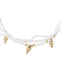 Steve Madden White Vintage Luxe Shell Beaded Layered Necklace